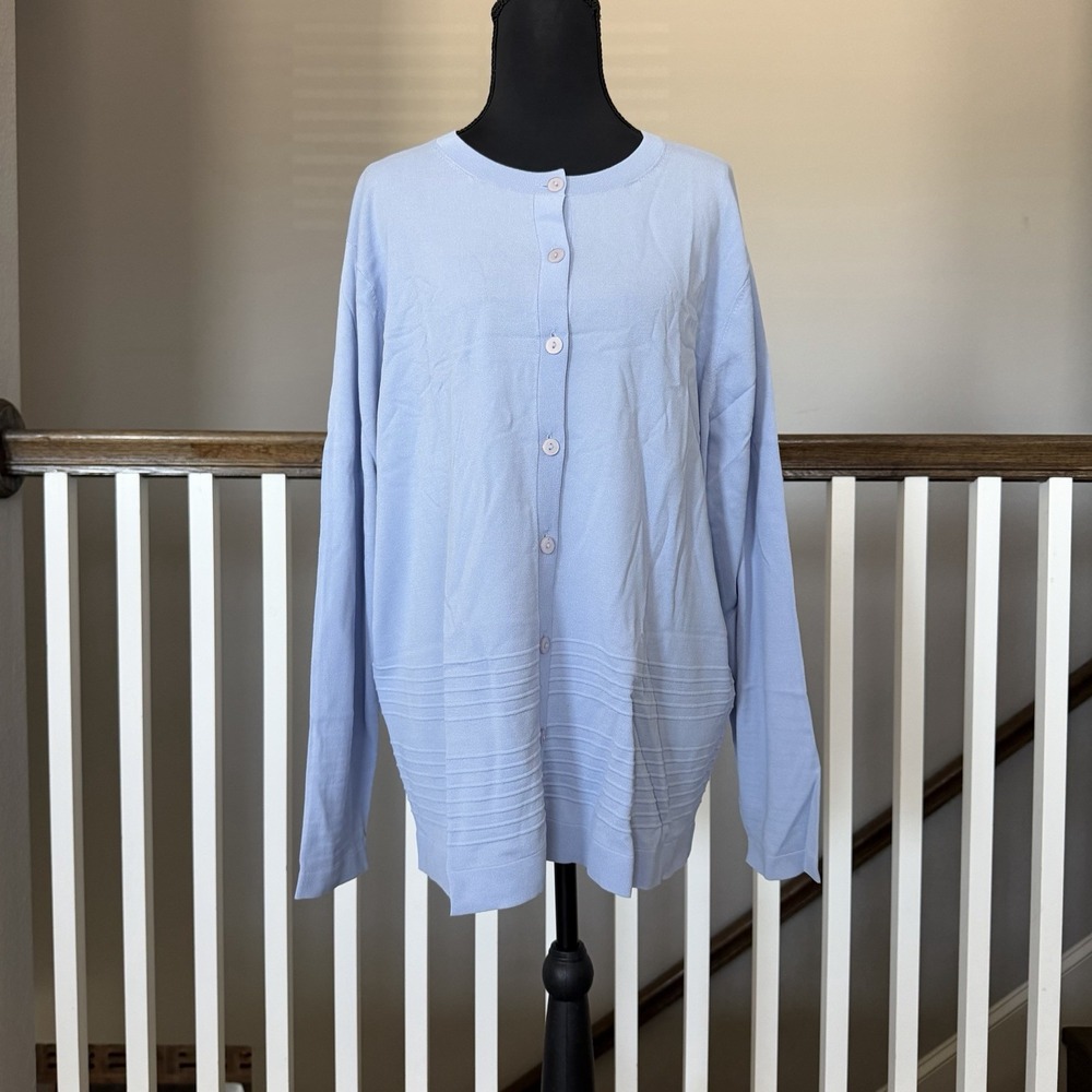 Talbots Plus Vtg Cardigan Sweater1X Blue 90s Academia Y2K Coastal Prep Cottage